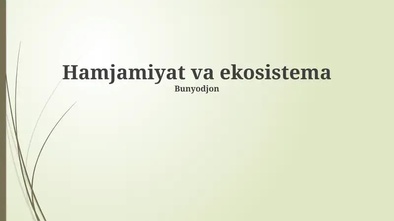 Jamiyat va Ekosistema