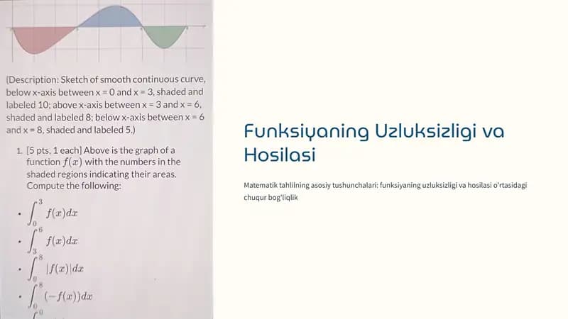 Funksiyaning Uzluksizligi va Hosilasi