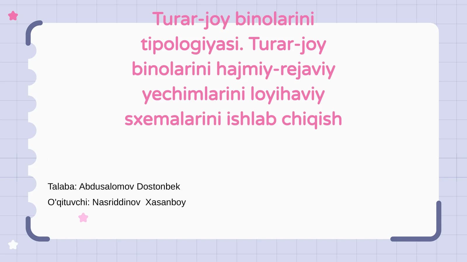 Turar-joy binolarini tipologiyasi
