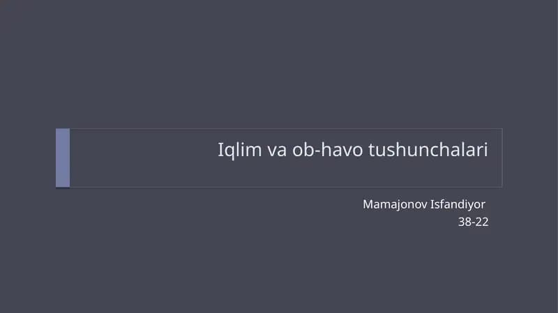 Iqlim va ob-havotushunchalari