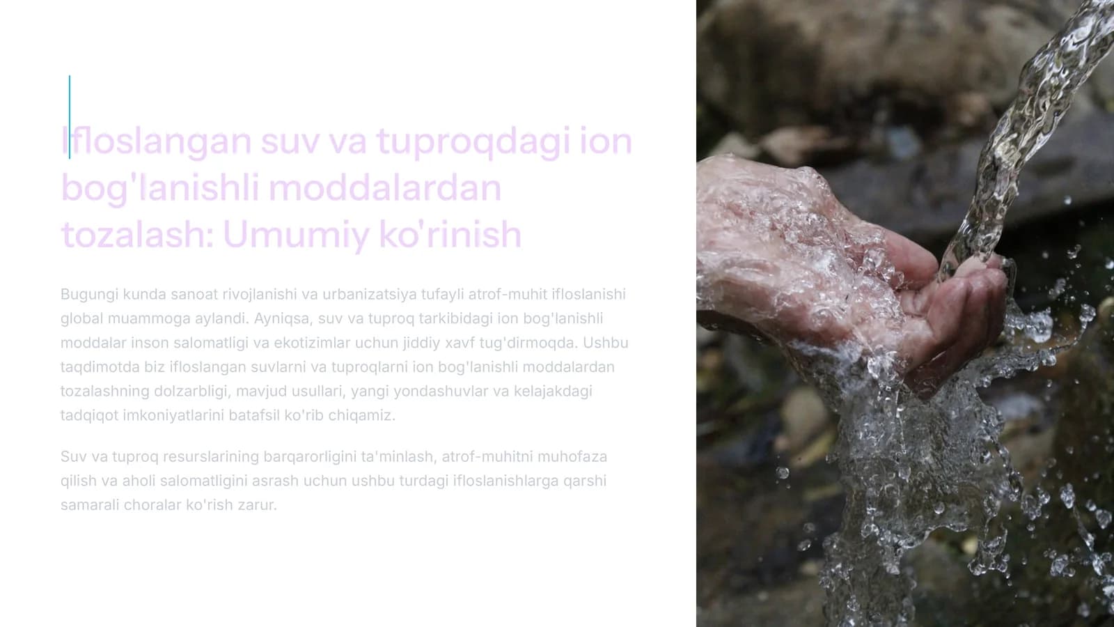 Ifloslangan suv va tuproqdan tozalash