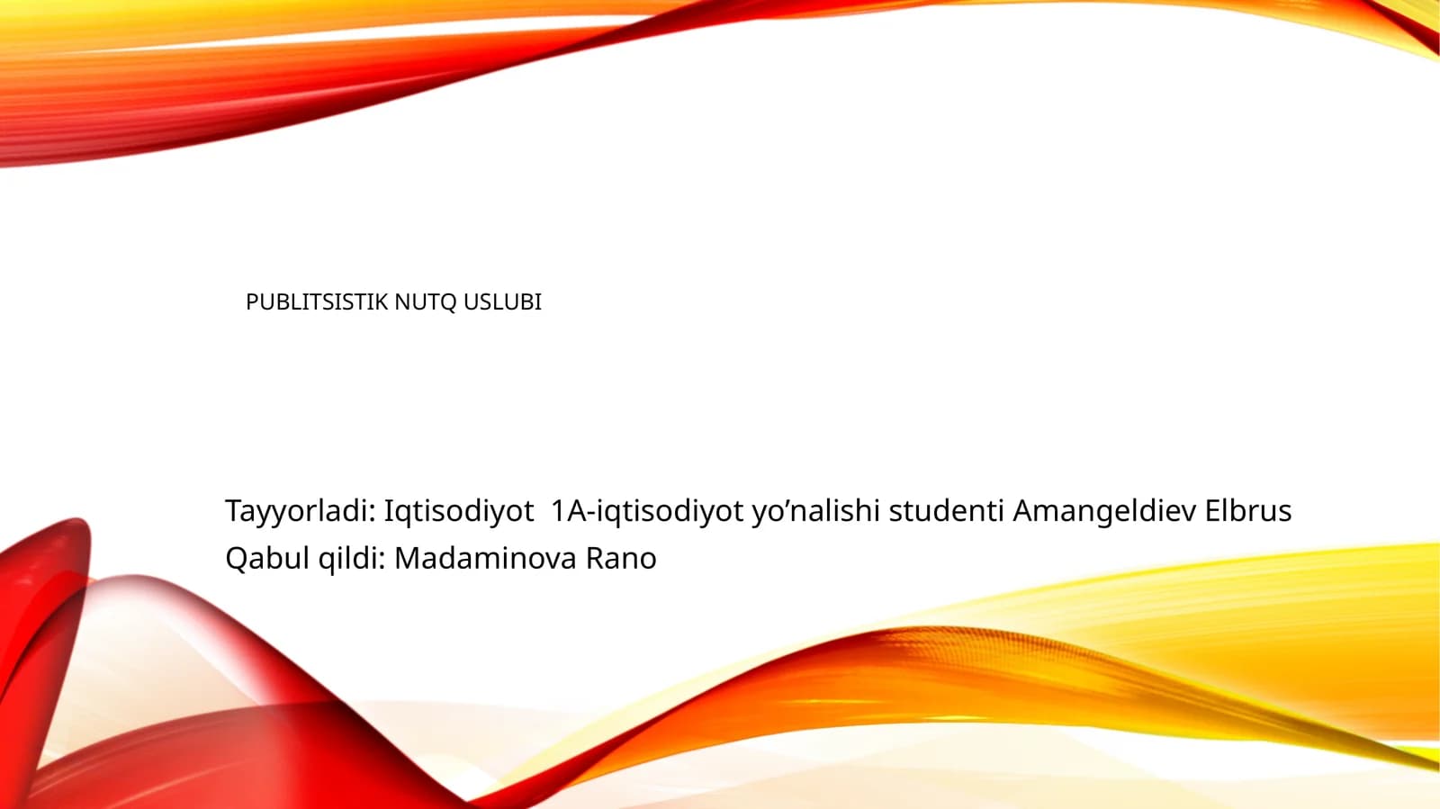 Ta'lim dasturi: Publitsistik Nutq Uslubi