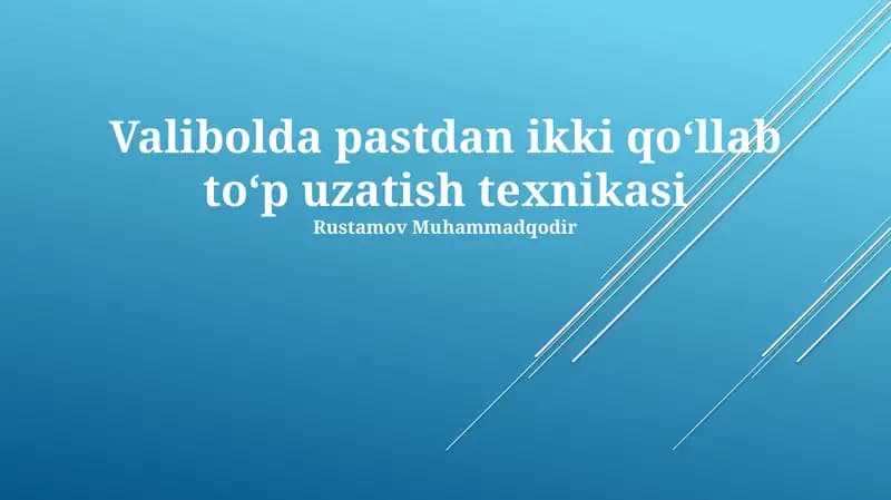 Valibolda pastdan ikki qoʻllab toʻp uzatish texnikasi