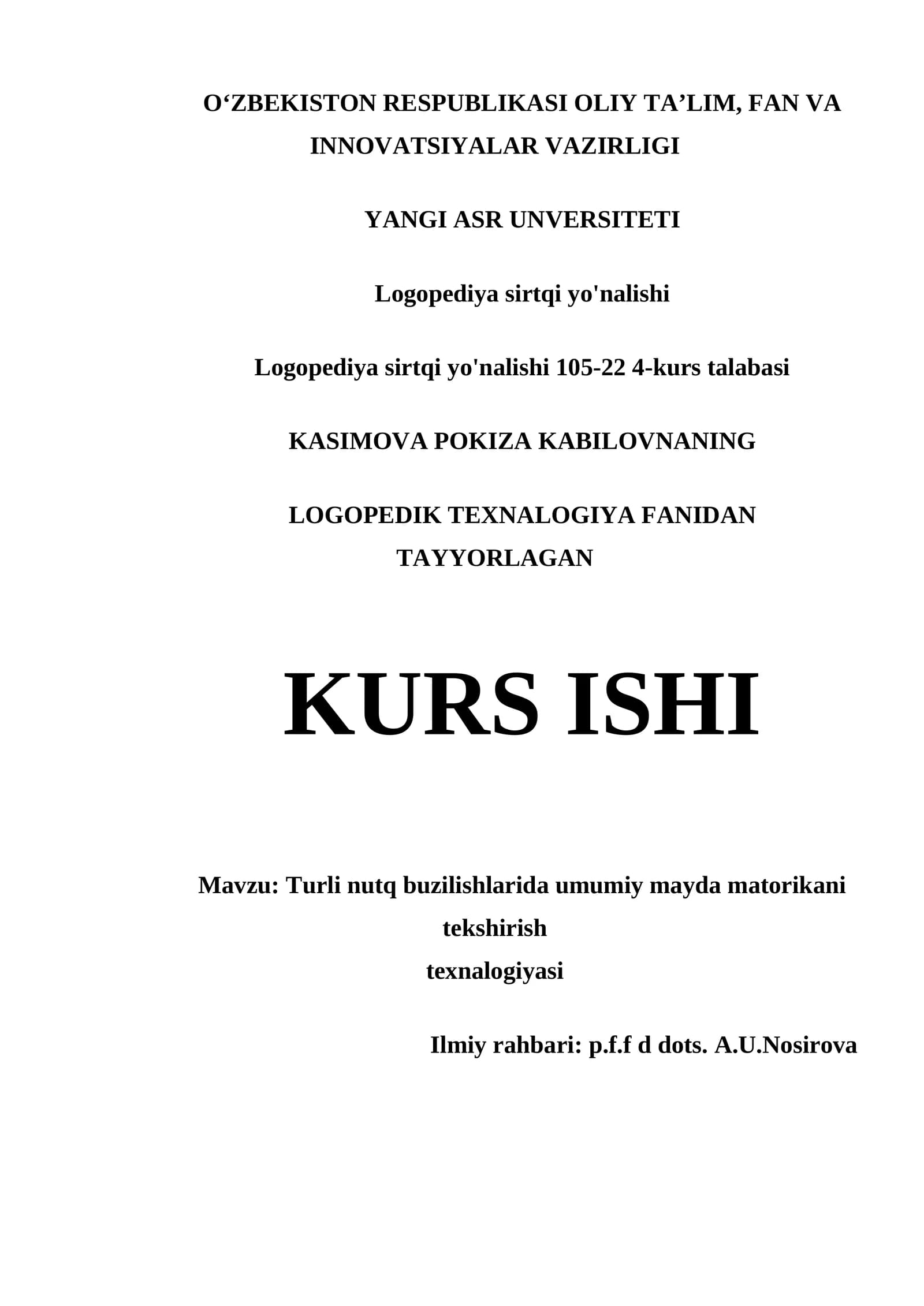 Logopediya sirtqi yo'nalishi