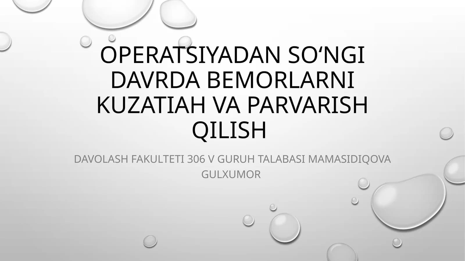Operatsiyadan keyingi davr 3 fazagaboʻlinadi