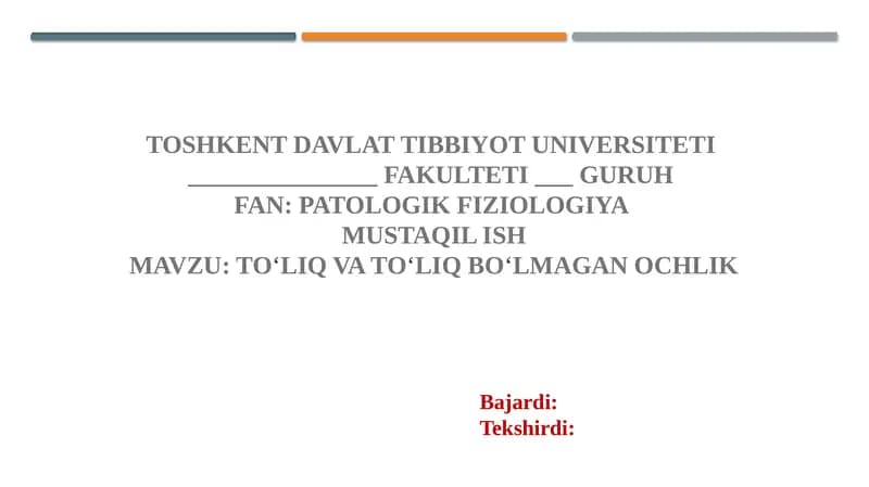 To‘liq va to‘liq bo‘lmagan ochlik