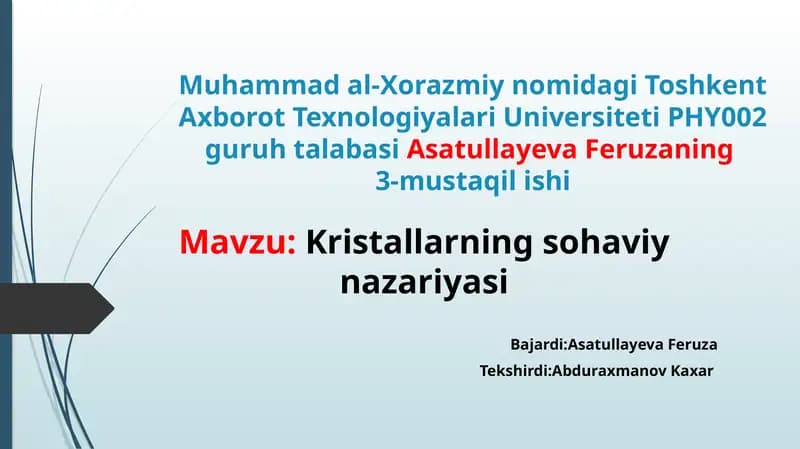 Kristallarning sohaviy nazariyasi