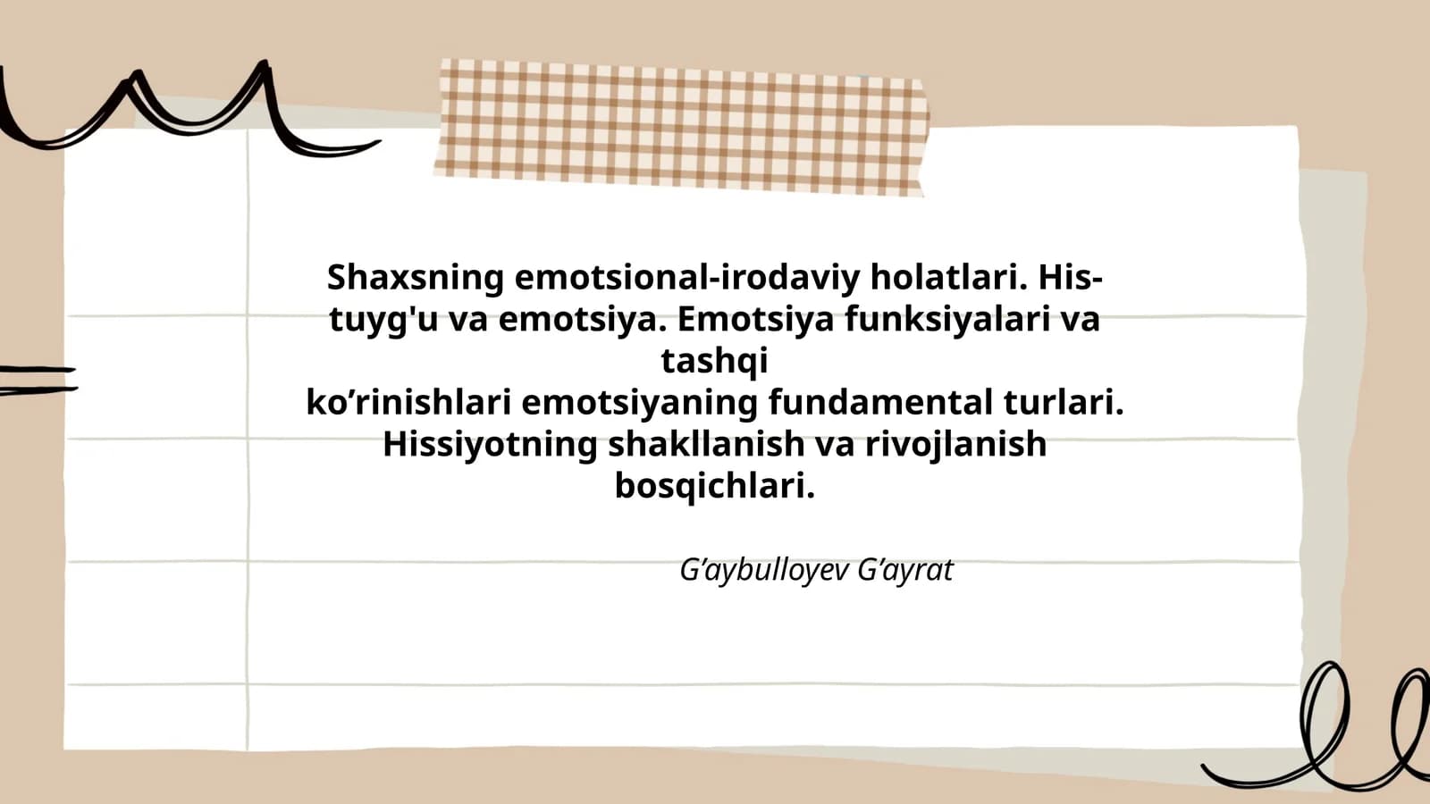 Shaxsning emotsional-irodaviy holatlari