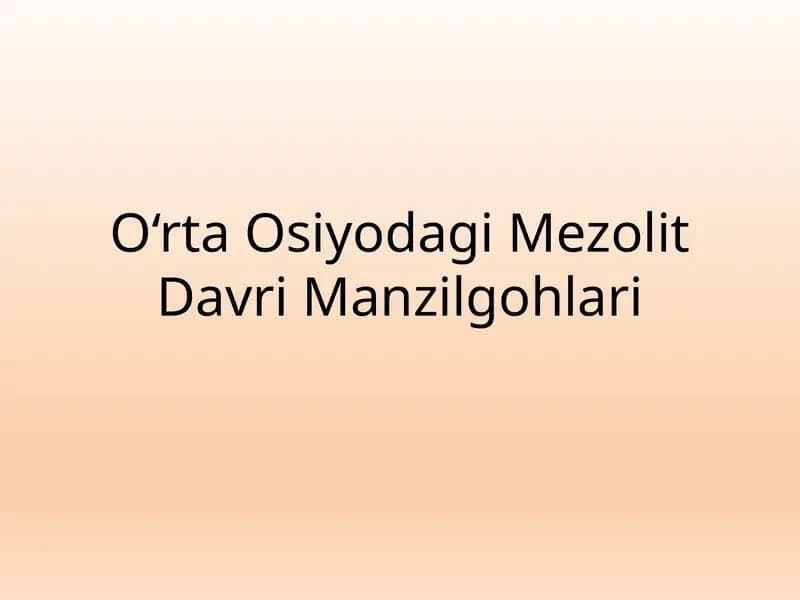 O‘rta Osiyodagi Mezolit Davri Manzilgohlari