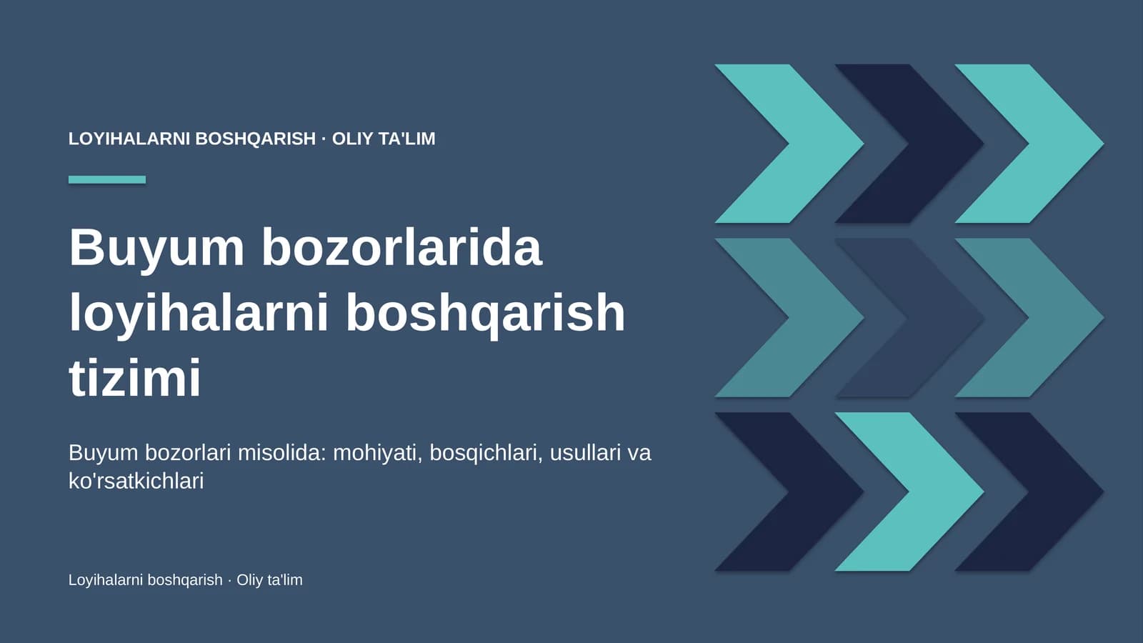 Loyihalarni boshqarish · Oliy ta'lim