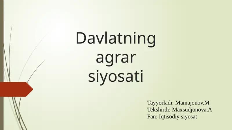 Davlatning agrarsiyosati