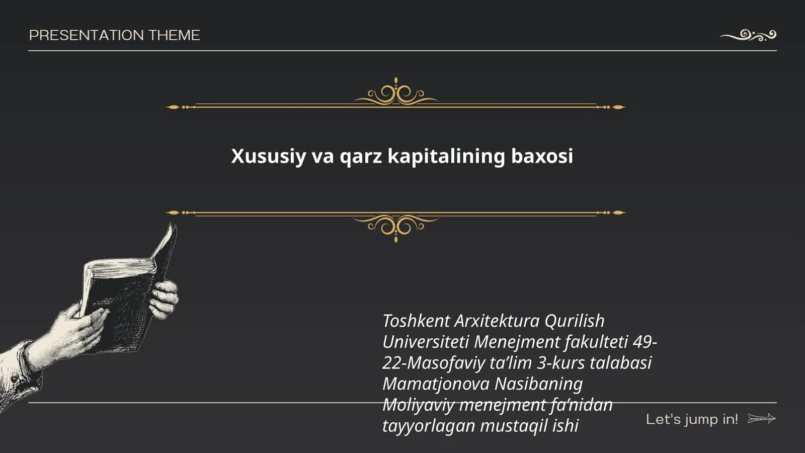 Xususiy va qarz kapitalining baxosi