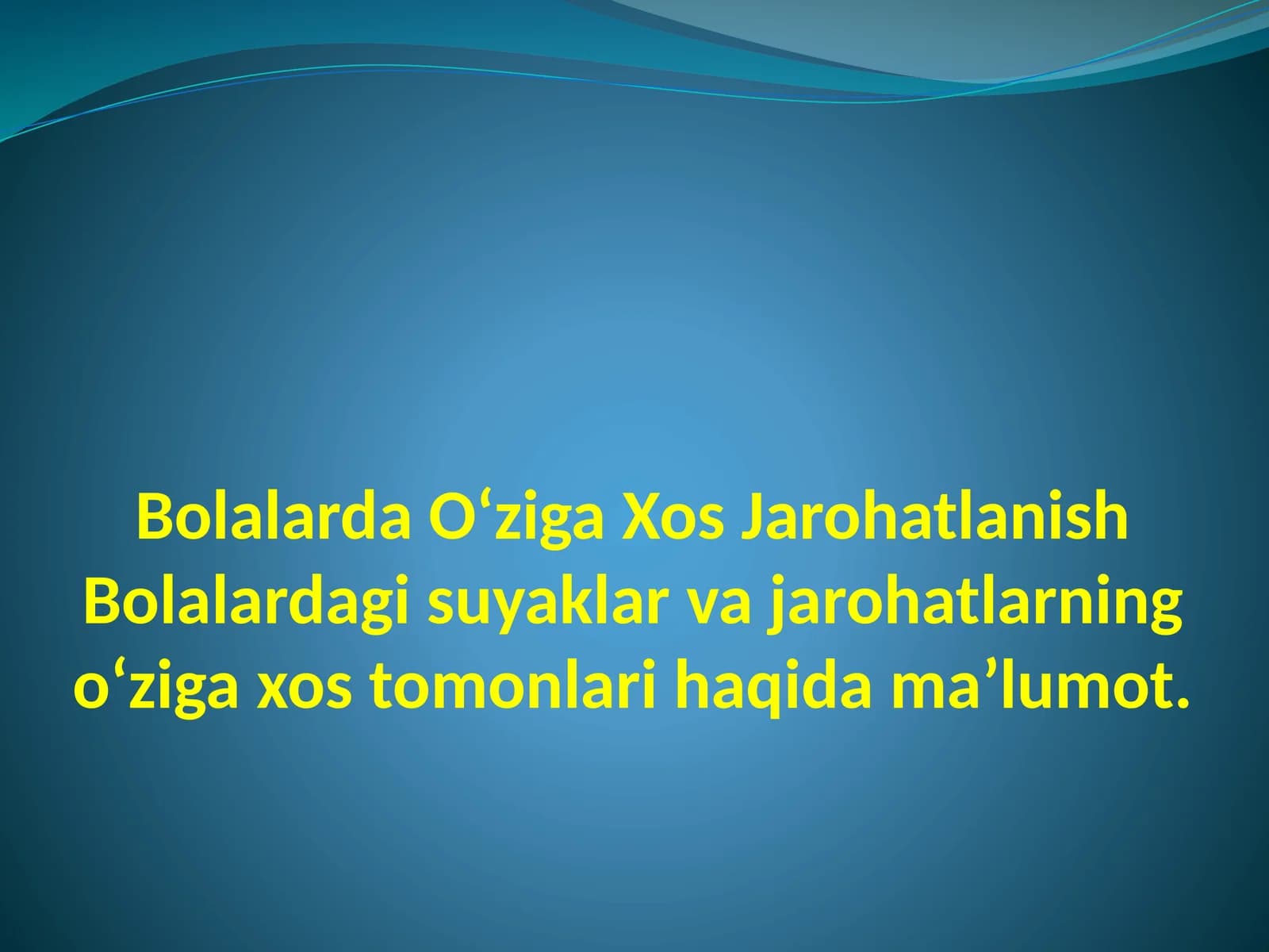 Bolalarda O‘ziga Xos Jarohatlanish