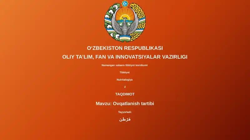 Ovqatlanish tartibi