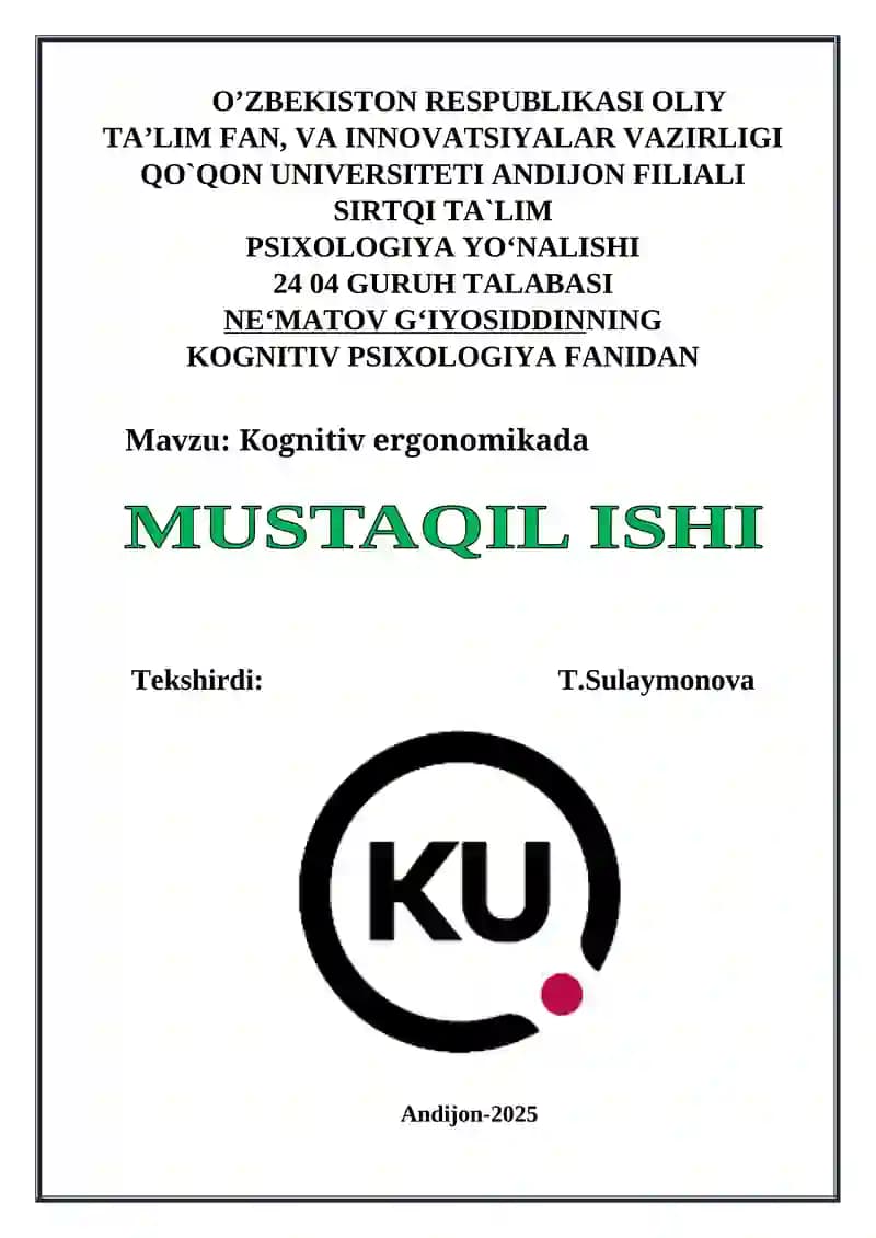 Kognitiv ergonomikada