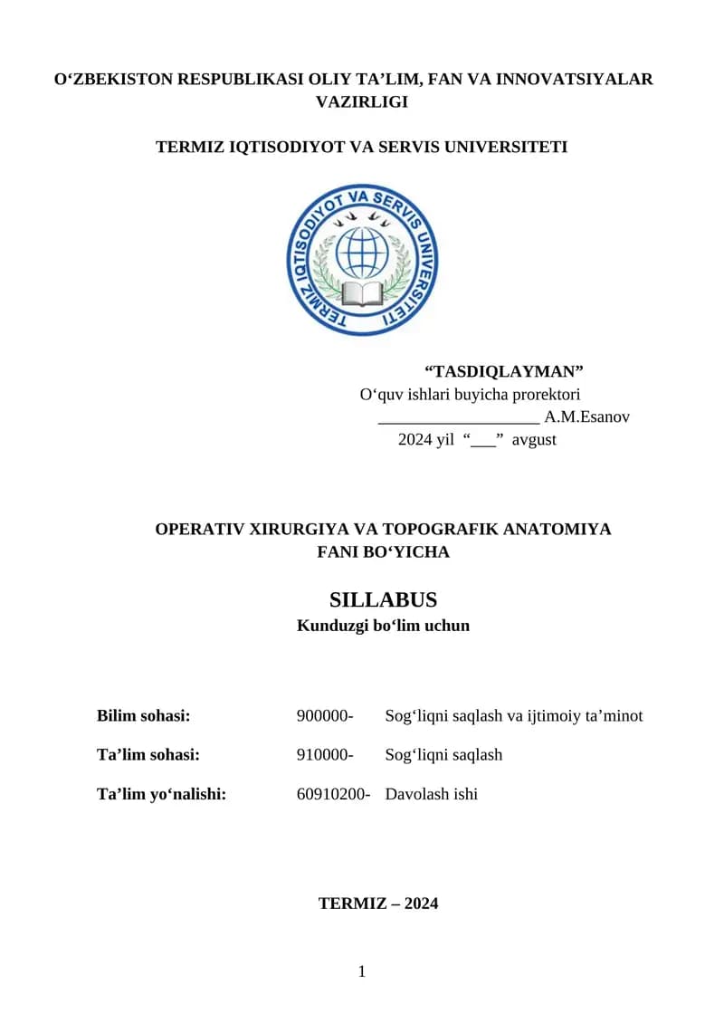 Operativ xirurgiya va topografik anatomiya