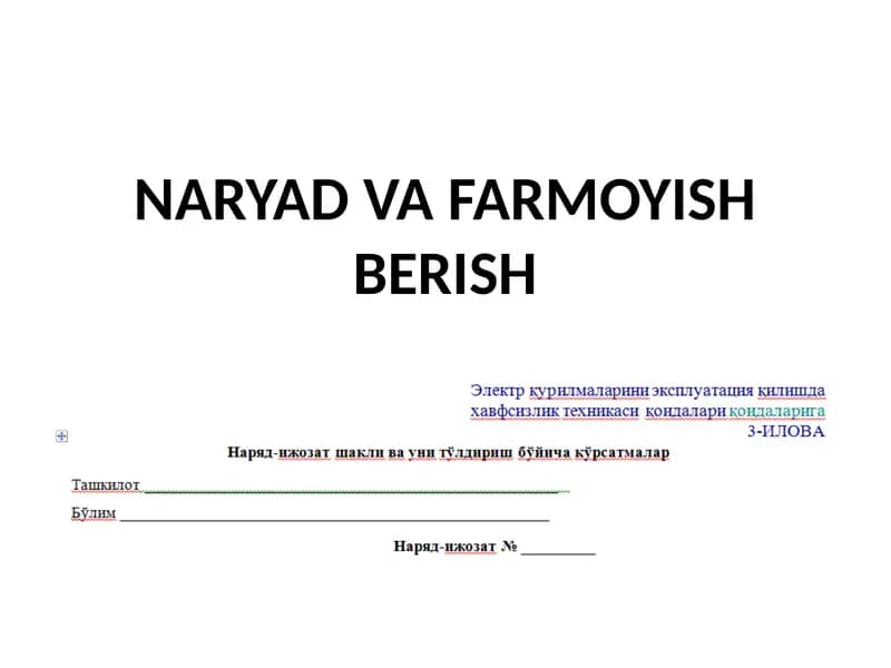 Naryad va farmoyish berish