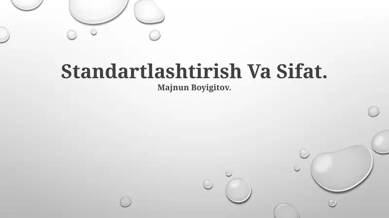 Standartlashtirish Va Sifat