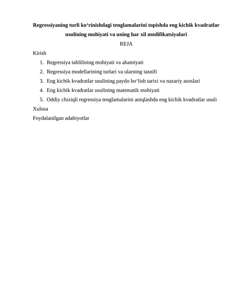 Eng Kichik Kvadratlar Usuli