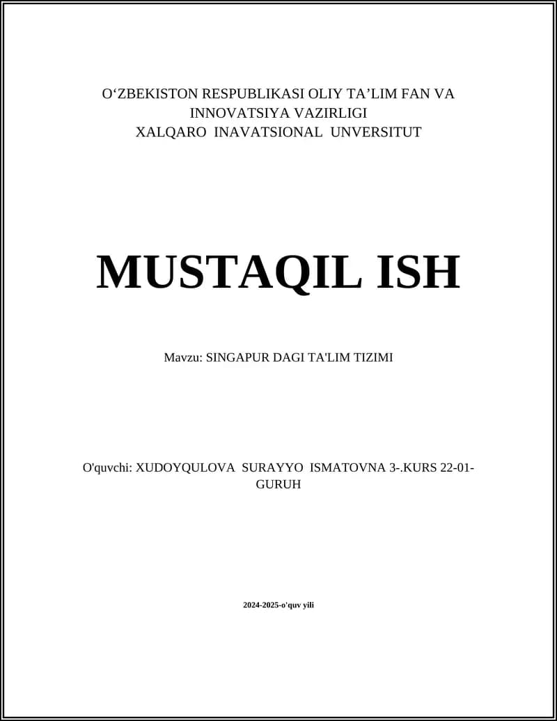 Singapur dagi ta'lim tizimi
