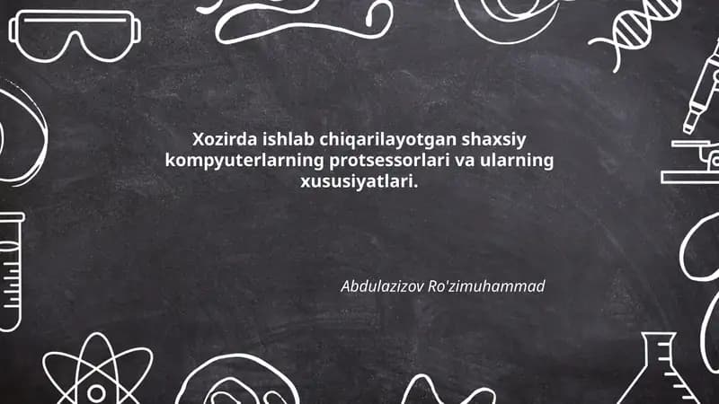 Shaxsiy kompyuterlarning protsessorlari va ularning xususiyatlari