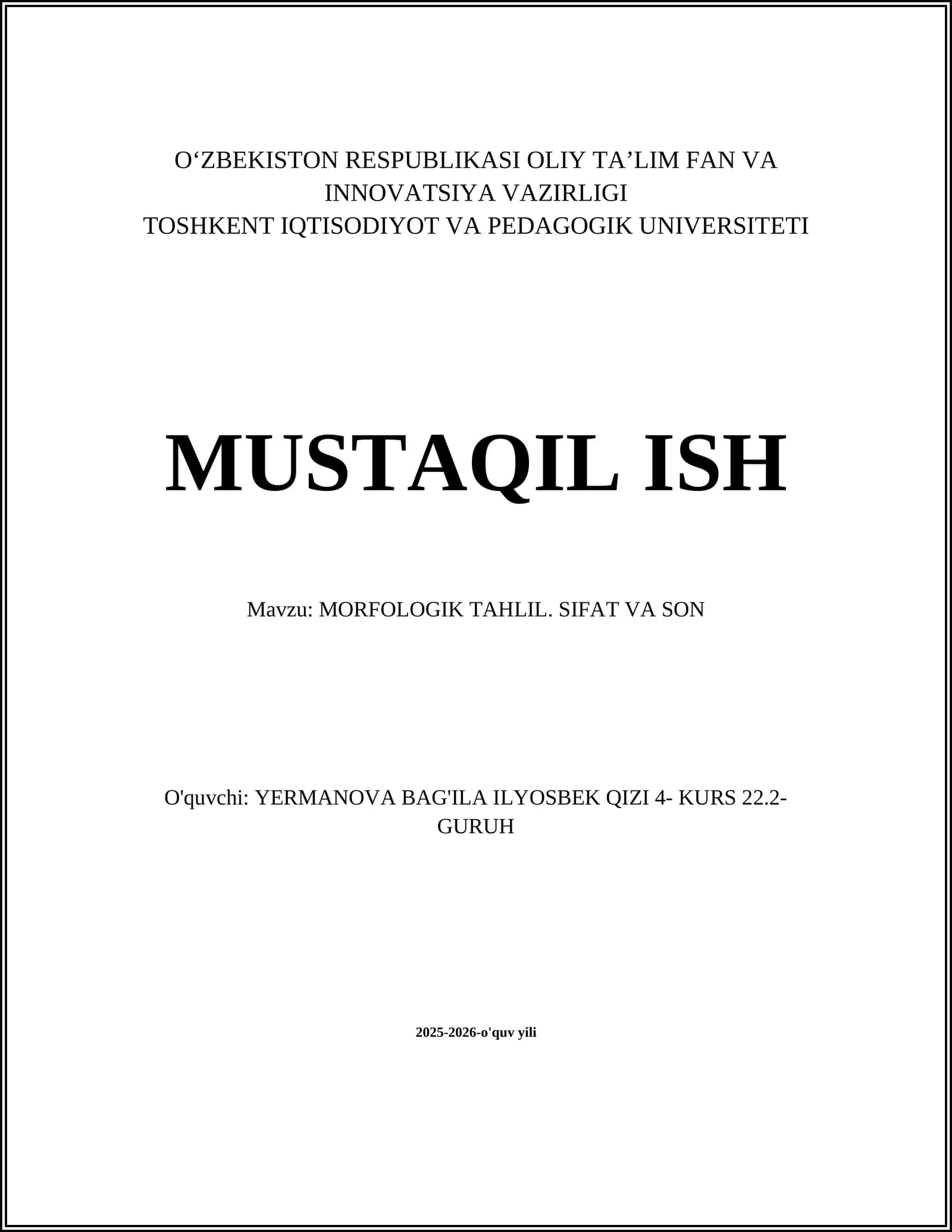 MORFOLOGIK TAHLIL