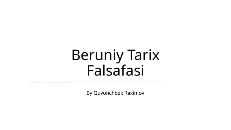 Beruniy Tarix Falsafasi