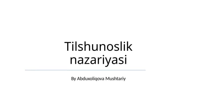 Tilshunoslik nazariyasi