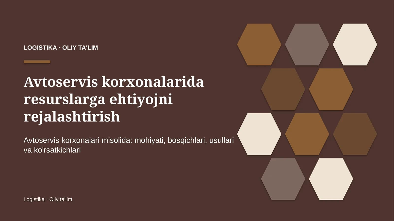 Avtoservis korxonalarida resurslarga ehtiyojni rejalashtirish