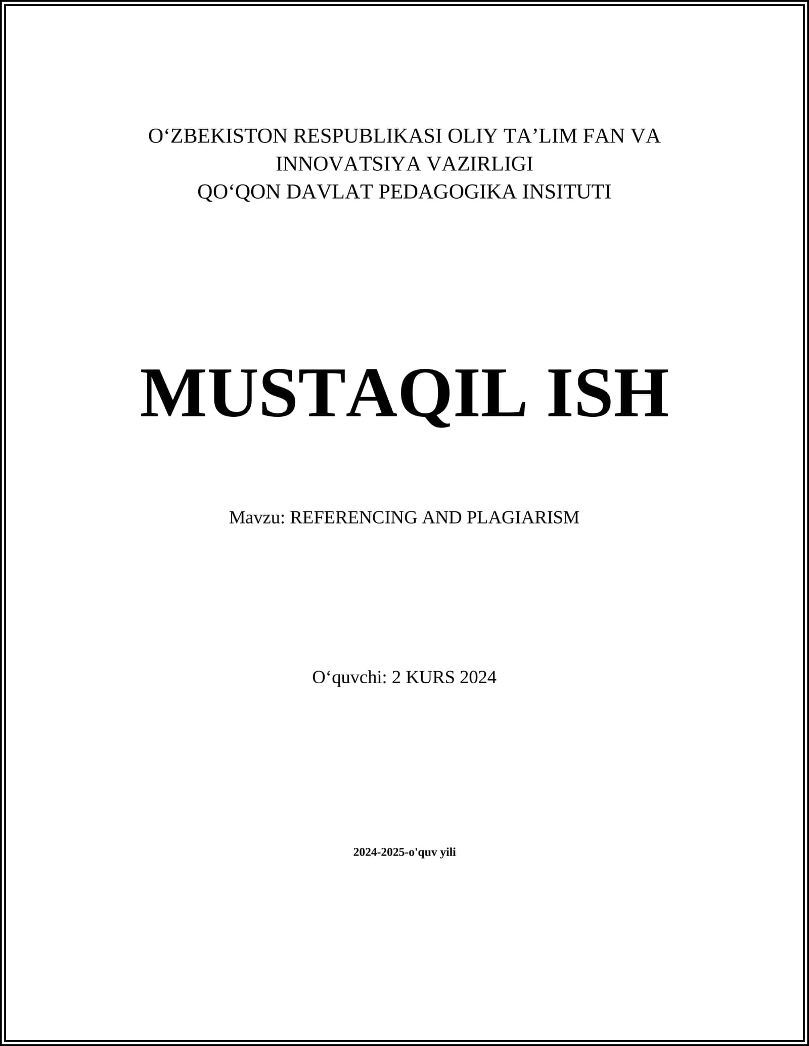 REFERENCING AND PLAGIARISM