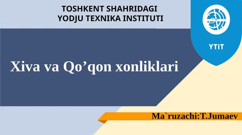 Xiva va Qo’qon xonliklari