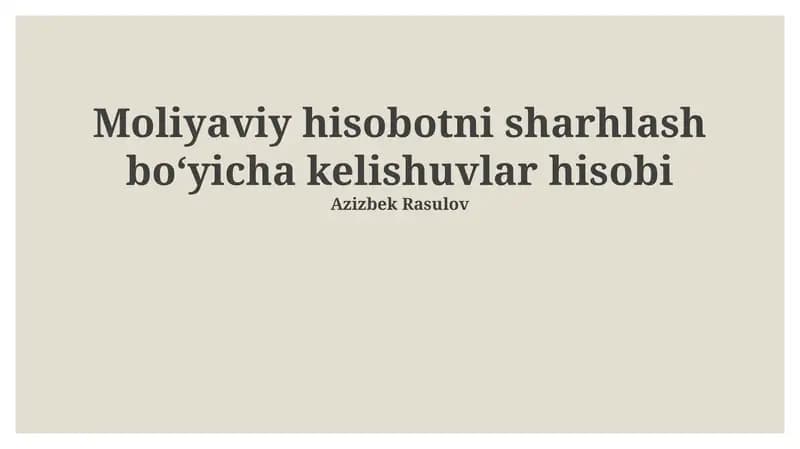 Moliyaviy hisobotni sharhlash bo‘yicha kelishuvlar hisobi