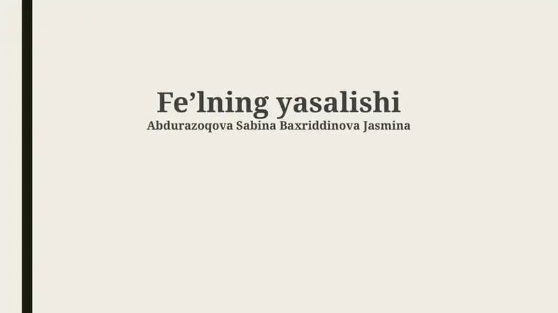 Fe’lning yasalishi