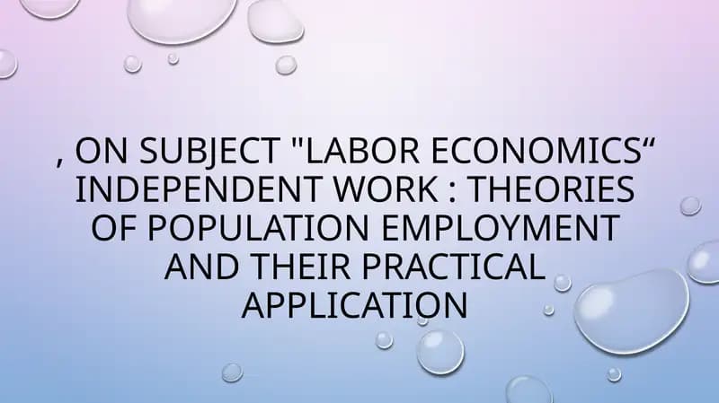"LABOR ECONOMICS“ INDEPENDENT WORK