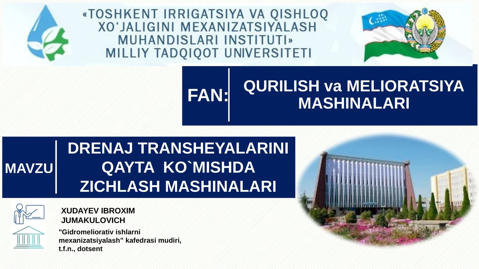 DRENAJTRANSHEYALARINIQAYTA KO`MISHDA ZICHLASH MASHINALARI