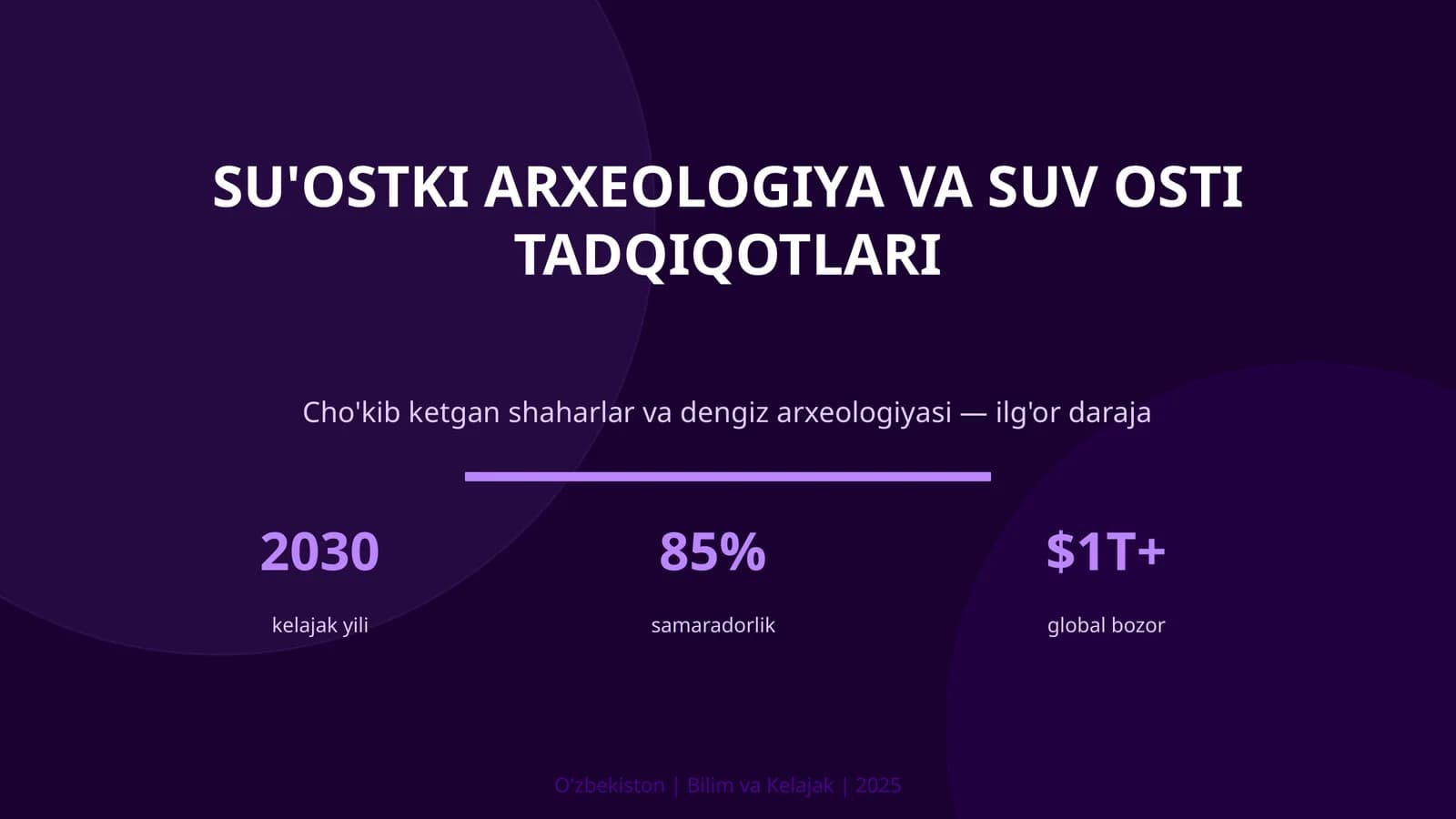 SU'OSTKI ARXEOLOGIYA VA SUV OSTI TADQIQOTLARI