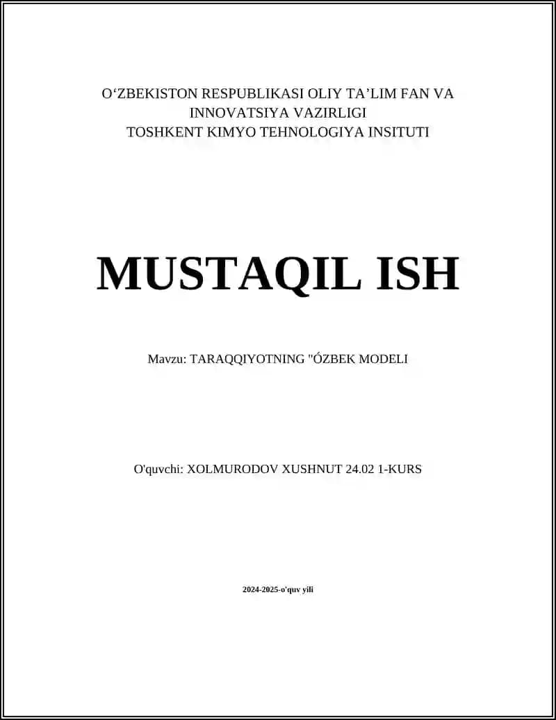 TARAQQIYOTNING "ÓZBEK MODELI