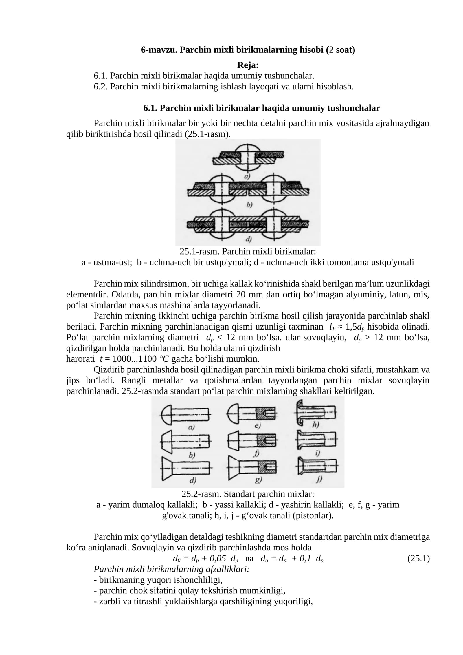 Parchin mixli birikmalarning hisobi (2 soat)