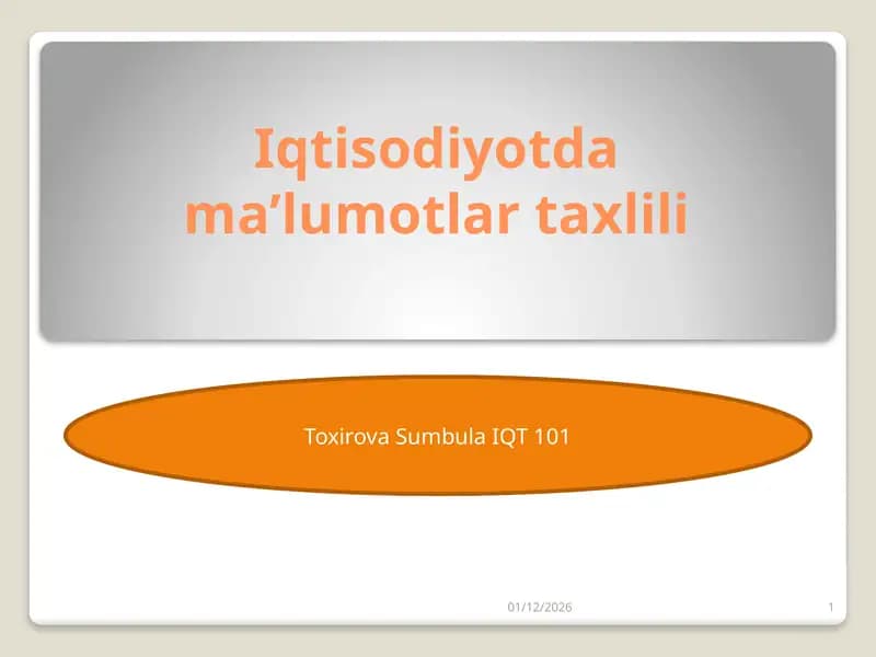 Iqtisodiyotda ma’lumotlar taxlili