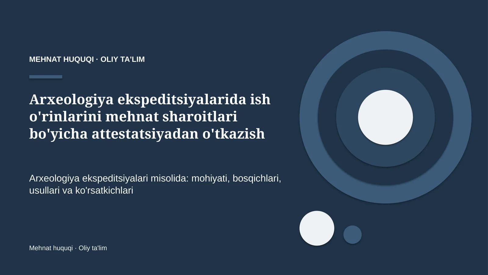 Arxeologiya ekspeditsiyalarida ish o'rinlarini mehnat sharoitlari bo'yicha attestatsiyadan o'tkazish