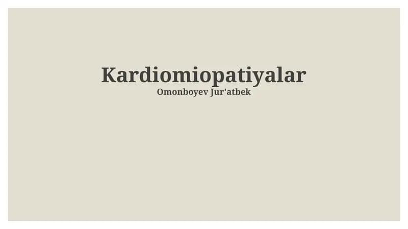 Kardiomiopatiyalar