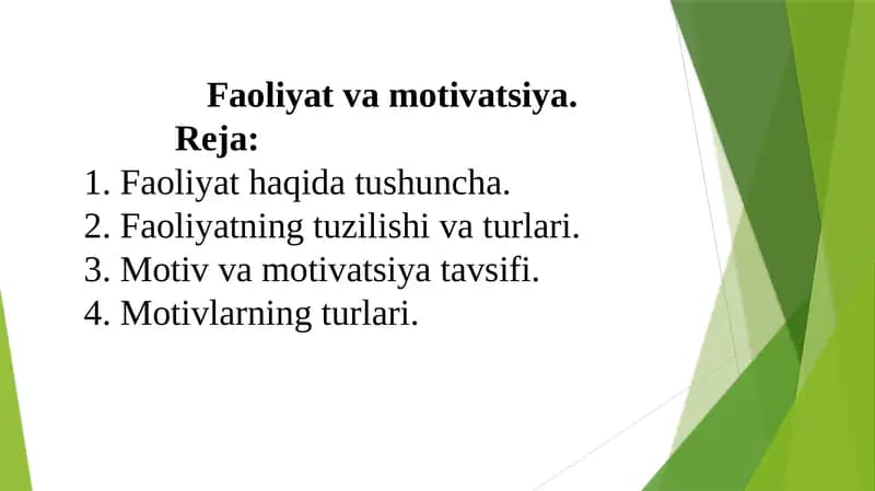 Faoliyat va motivatsiya