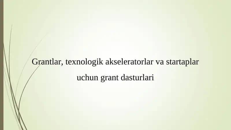 Grantlar, texnologik akseleratorlar va startaplar uchun grant dasturlari