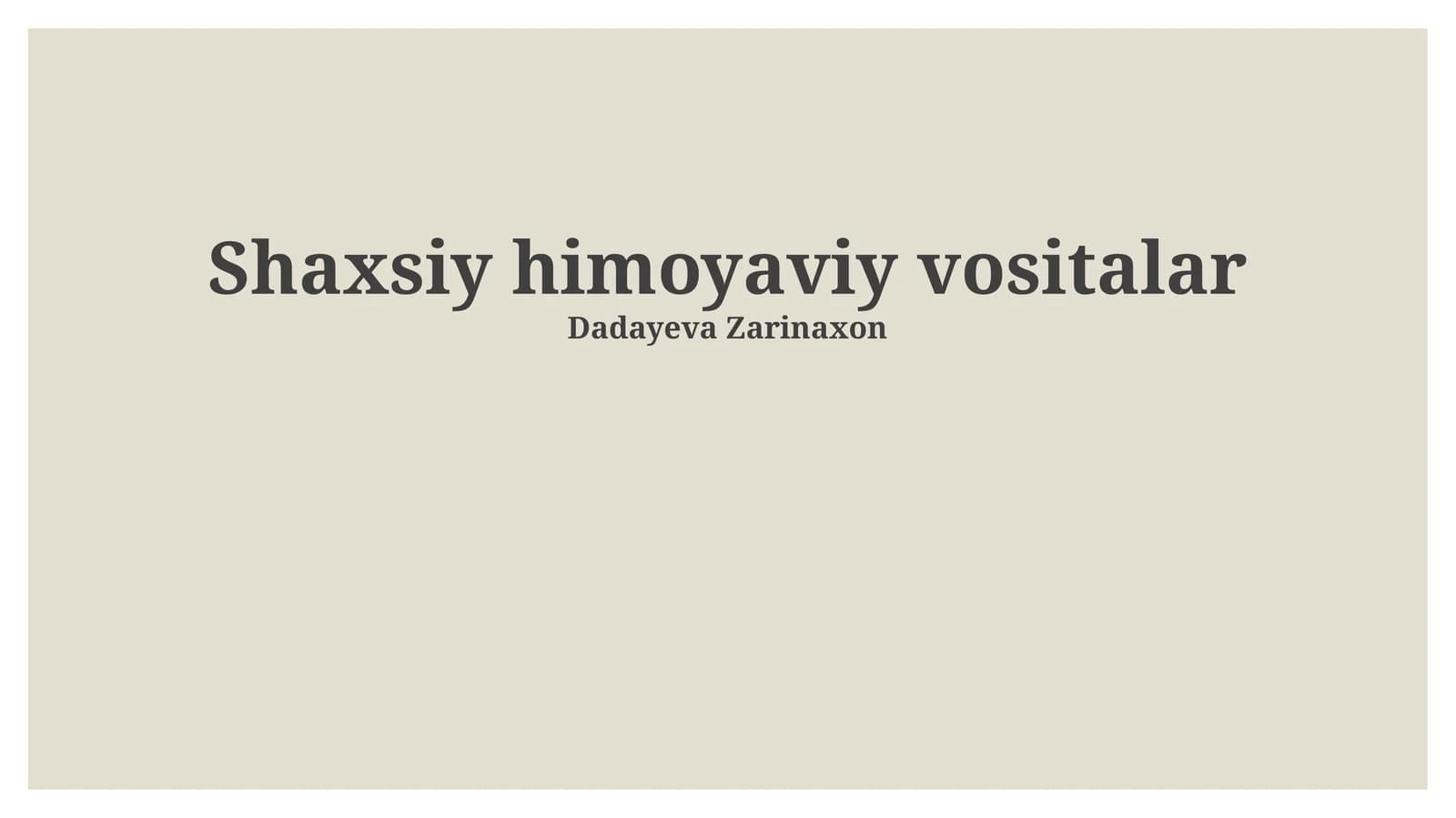 Shaxsiy himoya vositalari