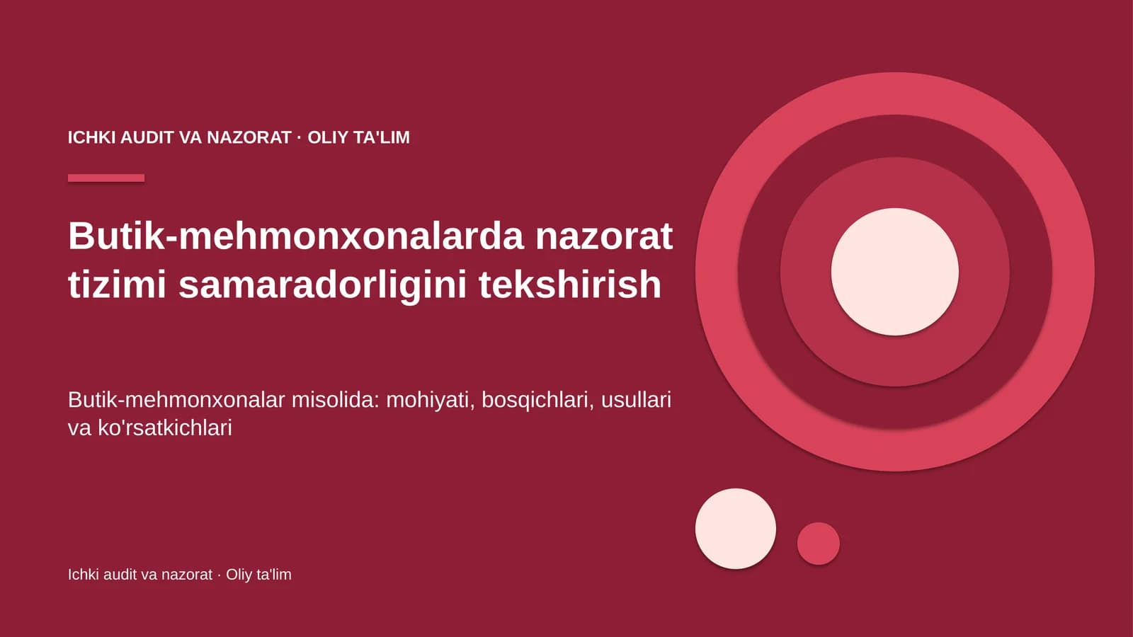 Ichki Audit va Nazorat · Oliy Ta'lilm