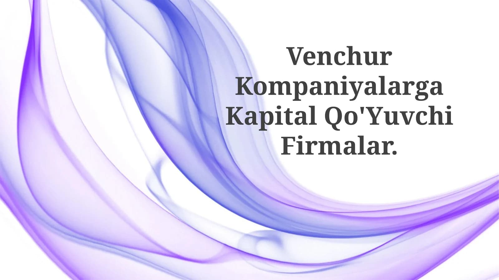 Venchur Kompaniyalarga Kapital Qo'YuvchiFirmalar