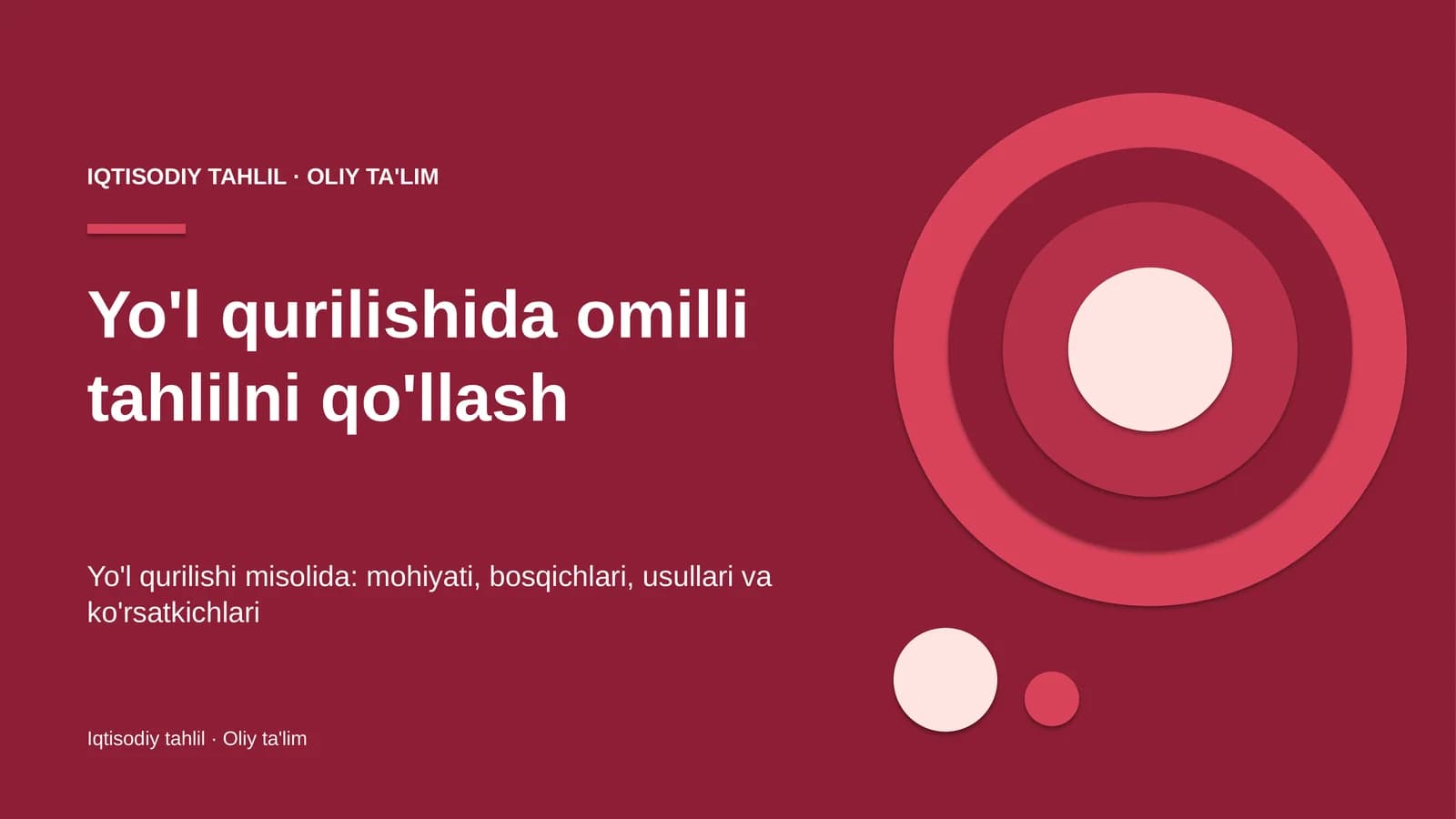 Yo'l qurilishida omilli tahlilni qo'llash