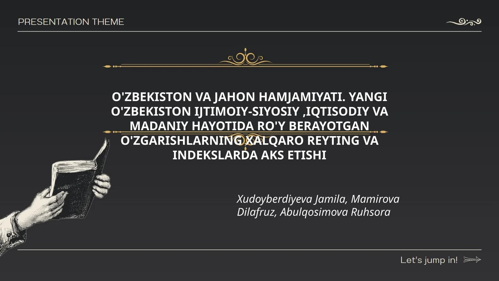 O'ZBEKISTON VA JAHON HAMJAMIYATI