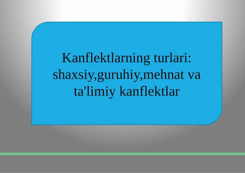 Konfliktlar va ularning turli xil turlari