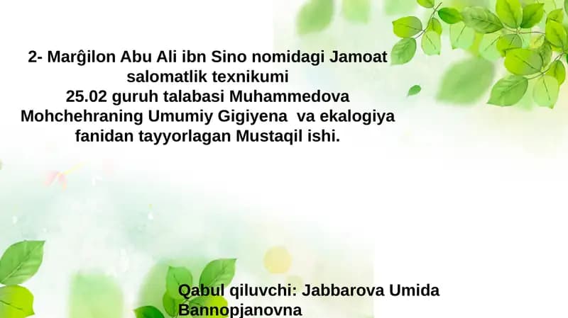 Ovqatlanishning Sog‘liq uchun Ahamiyati